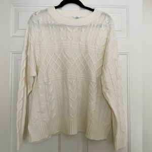 Time and Tru - Like New - Cream Plus Oversized Cableknit Sweater - XXL